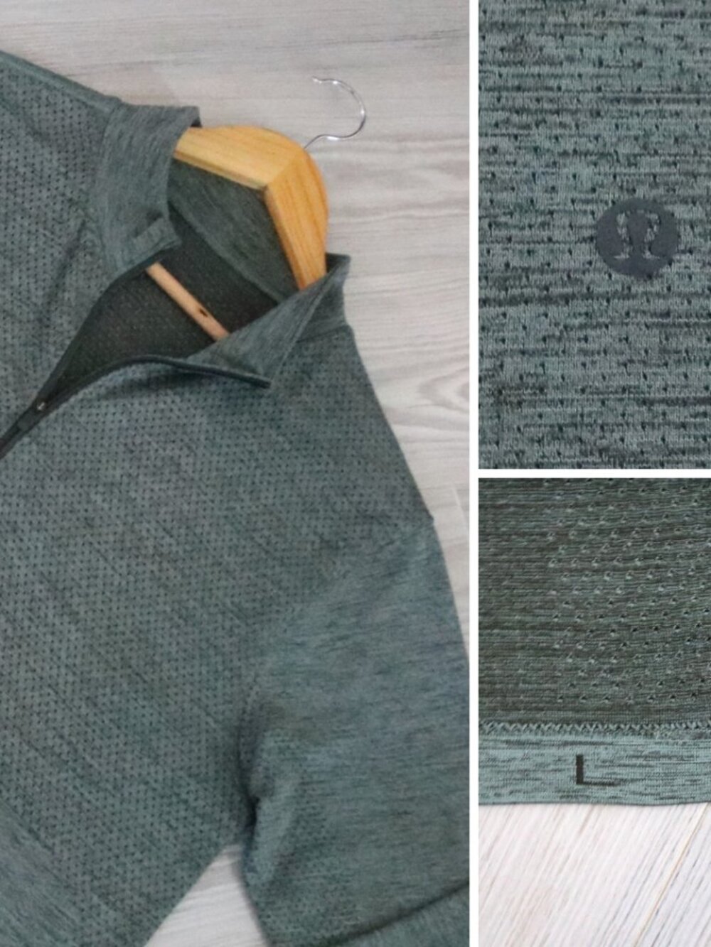Lululemon Metal Vent Half Zip Mens Green Performance Gym Active Pullover Size L